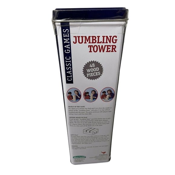 Cardinal Games JUMBLING TOWER 48 Wood Pieces in Tin Ages 6+ CARDINAL Solid 2006 - Picture 2 of 6